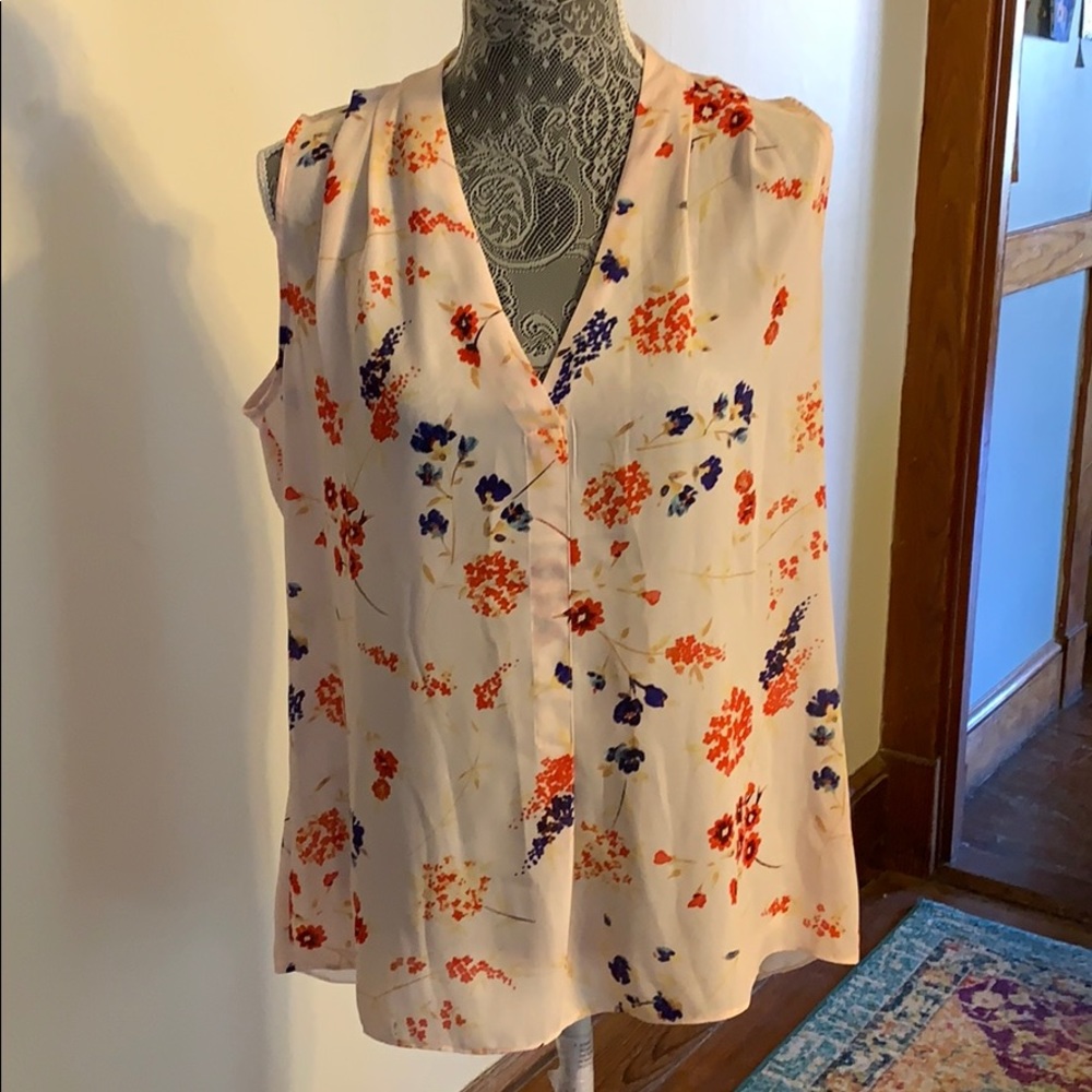 Rose and olive floral blouse